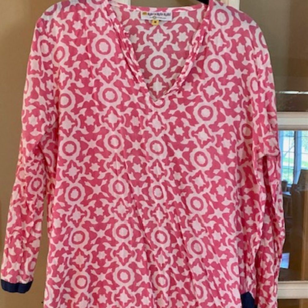 Roberta Roller Rabbit tunic Pink with navy trim